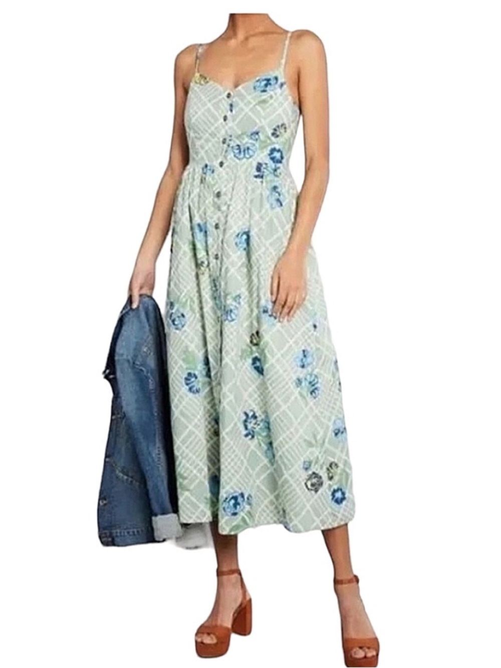 Modcloth Quite Clearly Charismatic green floral midi dress size XL
